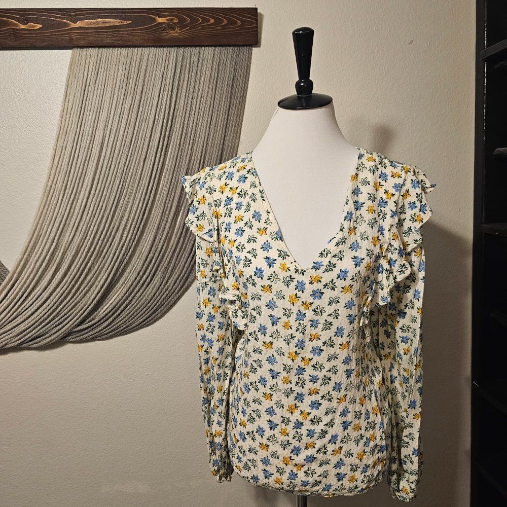 Popsugar Floral Ruffle Blouse Sz XL - Picture 2 of 4
